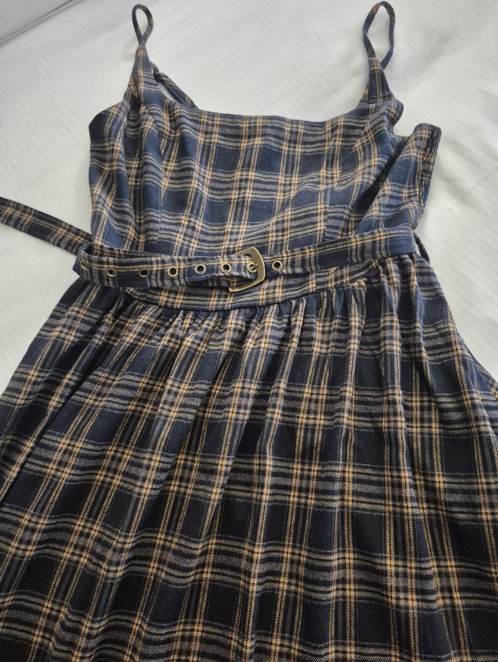 Commense Midi Dress Plaid Smocked Bodice Plaid L NWT - Picture 9 of 12